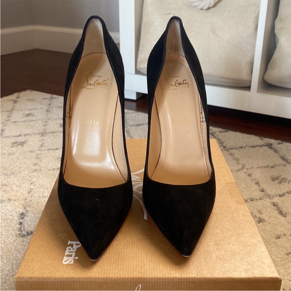Christian Louboutin Black Suede Pointed Toe Stiletto Pumps